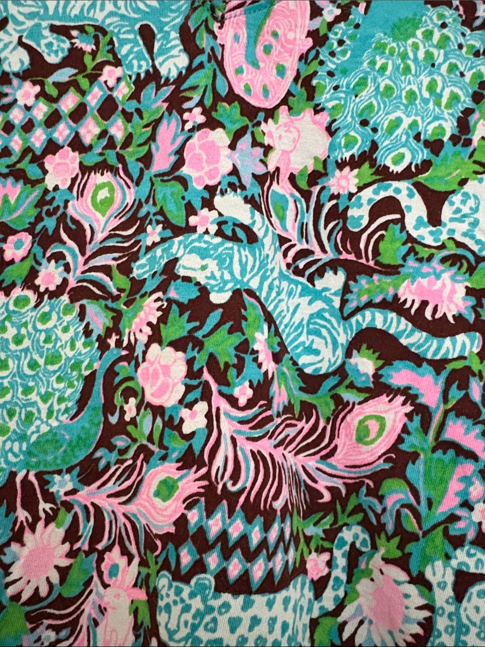 Lilly Pulitzer Marietta Short Sleeve V-Neck Top in Teal, Pink & Black Floral - Picture 4 of 4
